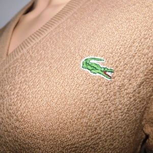 NWT! VTG LACOSTE CHEMISE Tan Textured Pullover Sweater - Sz 2, Medium